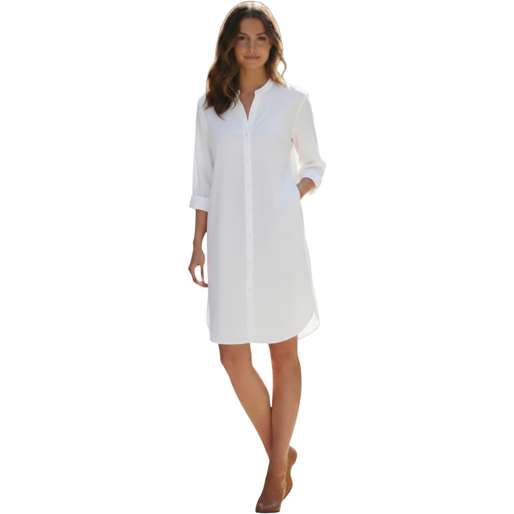 Summersalt White Shirt Dress Button Down Tunic Minimalist Oversized L‎